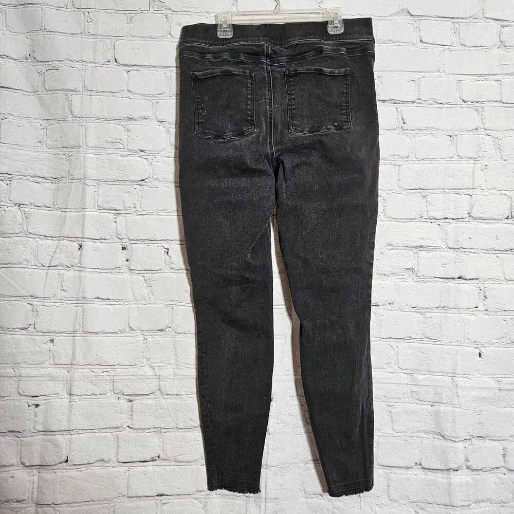 Spanx Jeans Womens Large L Black Ankle Skinny Stretch Distressed 20213R - Picture 2 of 16